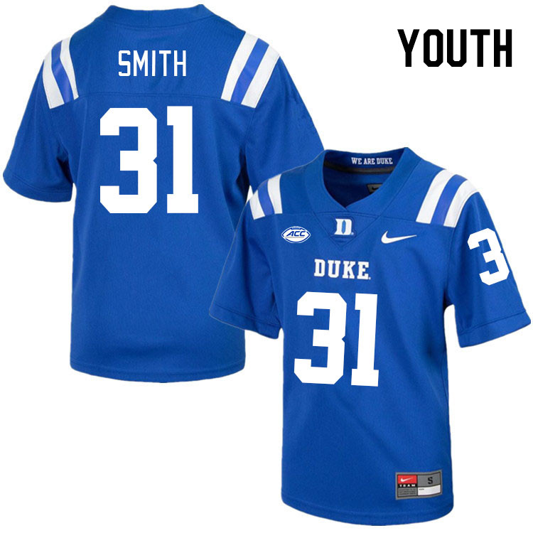 Youth #31 Montreze Smith Duke Blue Devils College Football Jerseys Stitched-Royal